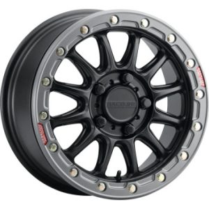 Raceline A14BG Alpha 15x10in/4x156 BP/10mm Offset/132.5mm Bore- Blk & Gunmetal Ring Beadlock Wheel