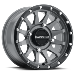 Raceline A95SG Trophy 15x7in / 4x137 BP / 10mm Offset / 110.18mm Bore - Grey & Black Lip Wheel