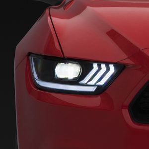 Raxiom 15-17 Ford Mustang Projector Headlights OEM HID Bulbs- Black Housing (Clear Lens)