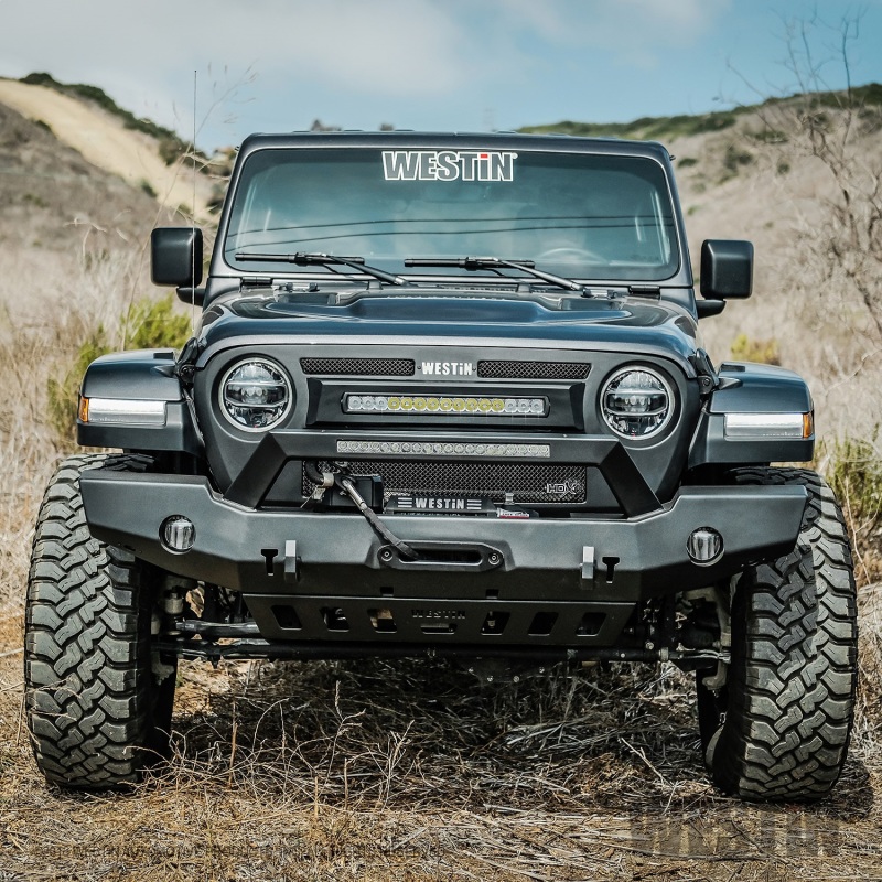 Westin 18-20 Jeep Wrangler WJ2 Full Width Front Bumper w/LED Light Bar Mount Textured Black - Image 9