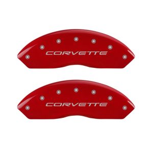 MGP 4 Caliper Covers Engraved Front & Rear C5/Corvette Red finish silver ch