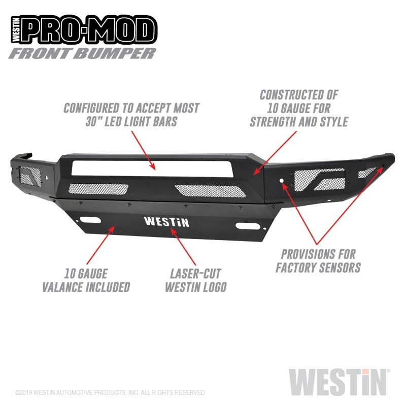 Westin 16-19 Chevy/GMC Silverado/Sierra 1500 Pro-Mod Front Bumper - Textured Black - Image 3