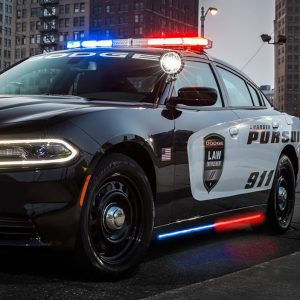 Putco 11-23 Dodge Charger Police Pursuit Blade Rocker Kits Sideliners - Red/Blue w/ White Override