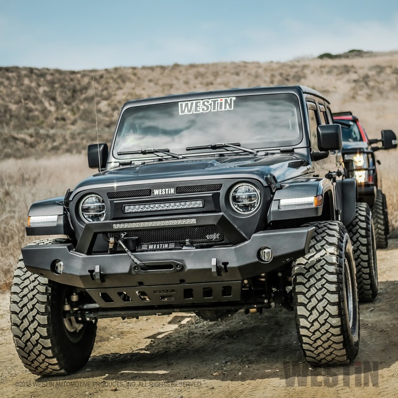 Westin 18-20 Jeep Wrangler WJ2 Full Width Front Bumper w/LED Light Bar Mount Textured Black - Image 6