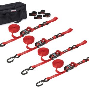 SpeedStrap 1In Heavy Duty Motorcycle/ATV Tie-Down Kit - Red