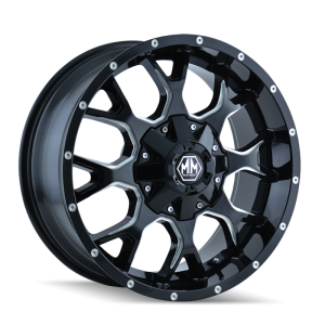 Mayhem 8015 Warrior 20x9 / 6x135 BP / 0mm Offset / 106mm Hub Black w/ Milled Spokes Wheel