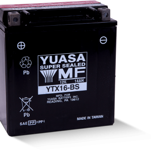 Yuasa YTX16-BS Maintenance Free AGM 12-Volt Battery w/Bottle