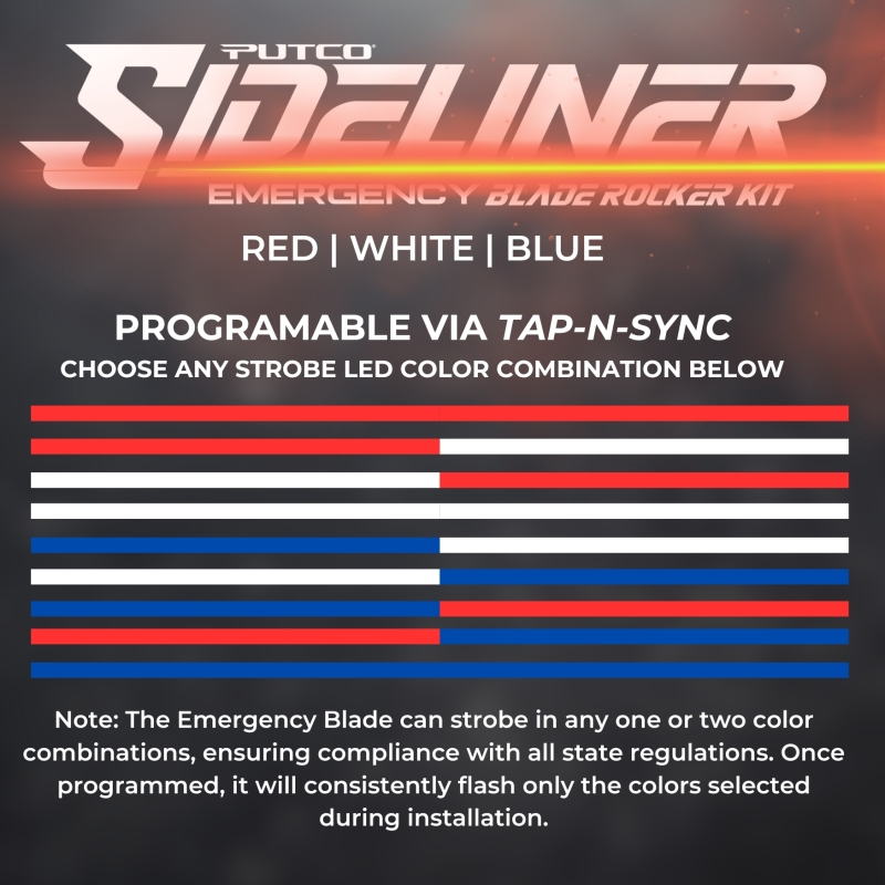 Putco 15-23 Chevrolet Tahoe Blade Rocker Kits Sideliners - Red/Blue w/ White Override - Image 6
