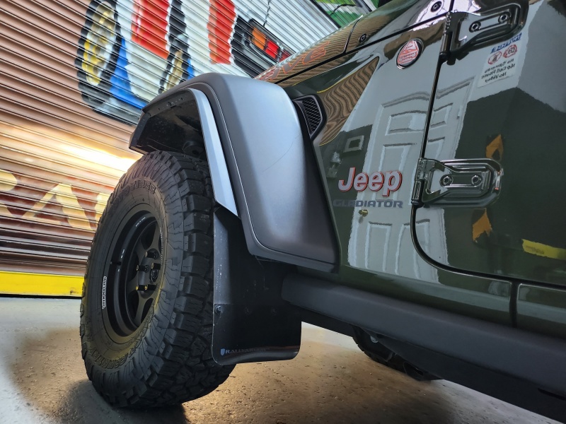 Rally Armor 19-25 Jeep JT Gladiator (Mojave/Rubicon) Black Mud Flap w/Grey Logo - Image 9