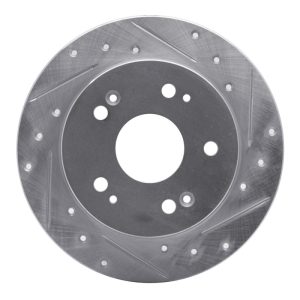 R1 06-15 Honda Civic Si Rear Right Drilled & Slotted Silver Brake Rotor