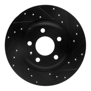 R1 09-25 Audi A4 Rear Right Drilled & Slotted Black Brake Rotor