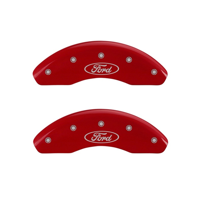 MGP Front set 2 Caliper Covers Engraved Front Oval logo/Ford Red finish silver ch - Image 5