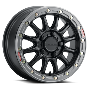 Raceline A14GR Alpha 15x7in/5x114.3 BP/25mm Offset/68mm Bore - Gunmetal & Red Ring Beadlock Wheel