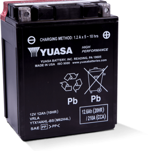 Yuasa YTX14AHL-BS High Performance AGM 12-Volt Battery w/Bottle