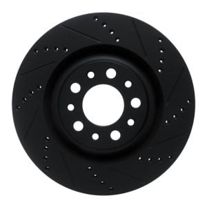 R1 2017-2025 Alfa Romeo Stelvio Rear Right Drilled & Slotted Black Brake Rotor