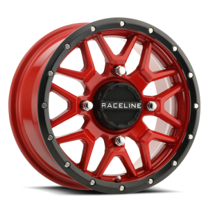 Raceline A94R Krank 14x7in / 4x156 BP / 10mm Offset / 132.5mm Bore - Red & Black Lip Wheel