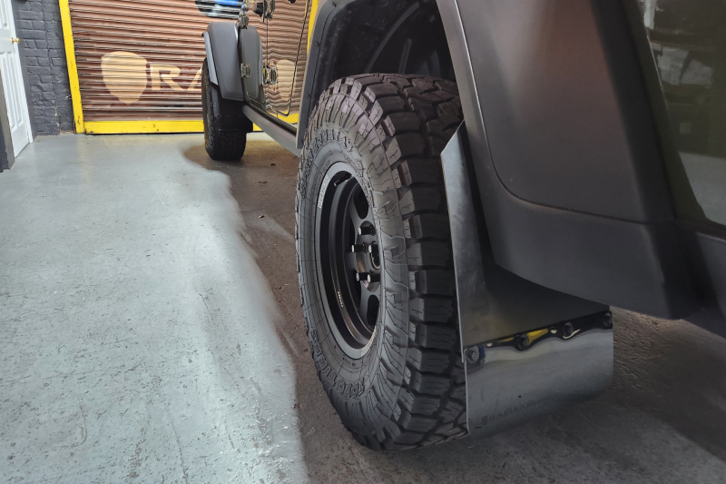 Rally Armor 19-25 Jeep JT Gladiator (Mojave/Rubicon) Black Mud Flap w/Grey Logo - Image 10