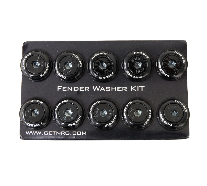 NRG Fender Washer Kit w/Color Matched M6 Bolt Rivets For Plastic (Black) - Set of 10 - Image 3