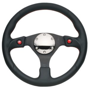 NRG Reinforced Steering Wheel (320mm) Blk Leather w/Dual Buttons