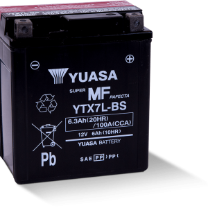 Yuasa YTX7L-BS Maintenance Free AGM 12-Volt Battery w/Bottle