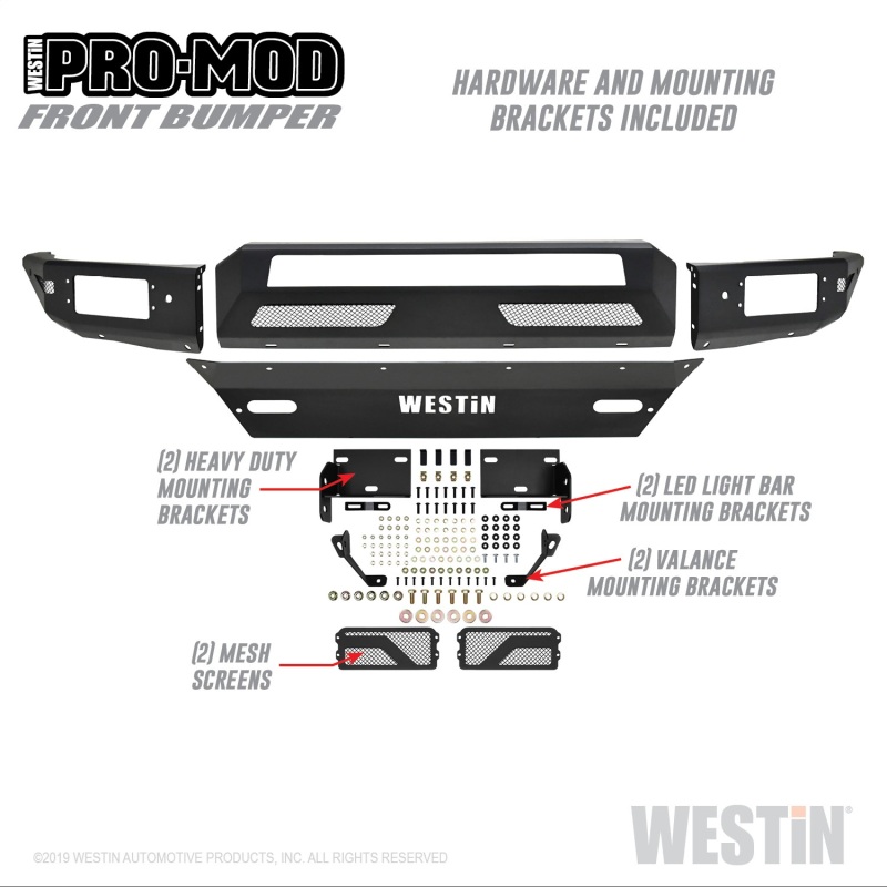 Westin 16-19 Chevy/GMC Silverado/Sierra 1500 Pro-Mod Front Bumper - Textured Black - Image 2