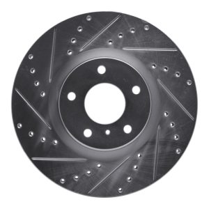 R1 09-23 Nissan 370Z Front Left Drilled & Slotted Silver Brake Rotor