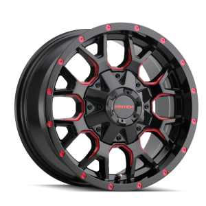 Mayhem 8015 Warrior 17x9 / 5x127 BP / 18mm Offset / 87mm Hub Black w/ Prism Red Wheel