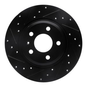 R1 09-25 Audi A4 Left Drilled & Slotted Black Brake Rotor