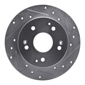 R1 97-01 Acura Integra Rear Right Drilled & Slotted Silver Brake Rotor