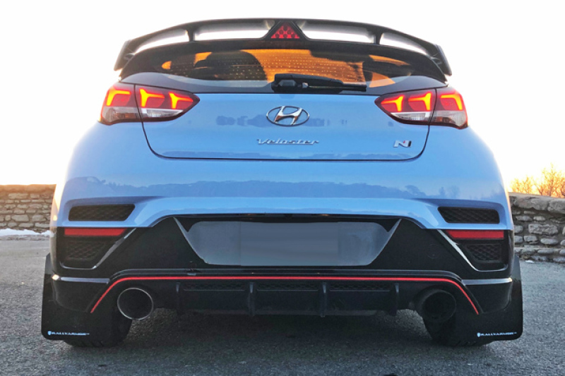Rally Armor 19-22 Hyundai Veloster N Black UR Mud Flap w/ White Logo - Image 5