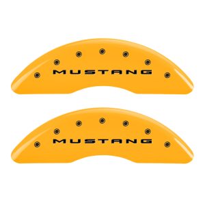 MGP 4 Caliper Covers Engraved Front 2015/Mustang Engraved Rear 2015/GT Yellow finish black ch