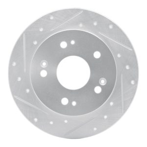 R1 06-15 Honda Civic Si Rear Left Drilled & Slotted Silver Brake Rotor