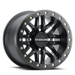 Raceline A91B Ryno 15x8in / 4x137 BP / 10mm Offset / 110.18mm Bore - Satin Black Beadlock Wheel