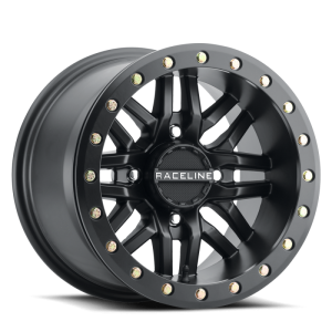 Raceline A91B Ryno 14x7in / 4x137 BP / 10mm Offset / 110.18mm Bore - Satin Black Beadlock Wheel