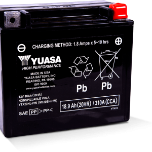 Yuasa YTX20HL-PW Maintenance Free AGM 12-Volt Battery