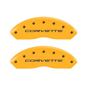 MGP 4 Caliper Covers Engraved Front & Rear C5/Corvette Yellow finish black ch