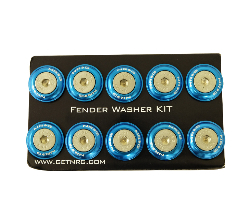 NRG Fender Washer Kit w/Rivets For Plastic (Blue) - Set of 10 - Image 3