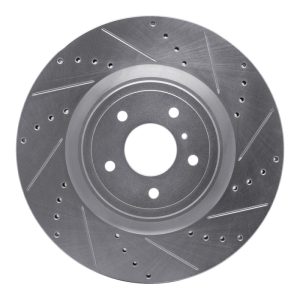 R1 09-20 Nissan 370Z Front Right Drilled & Slotted Silver Brake Rotor