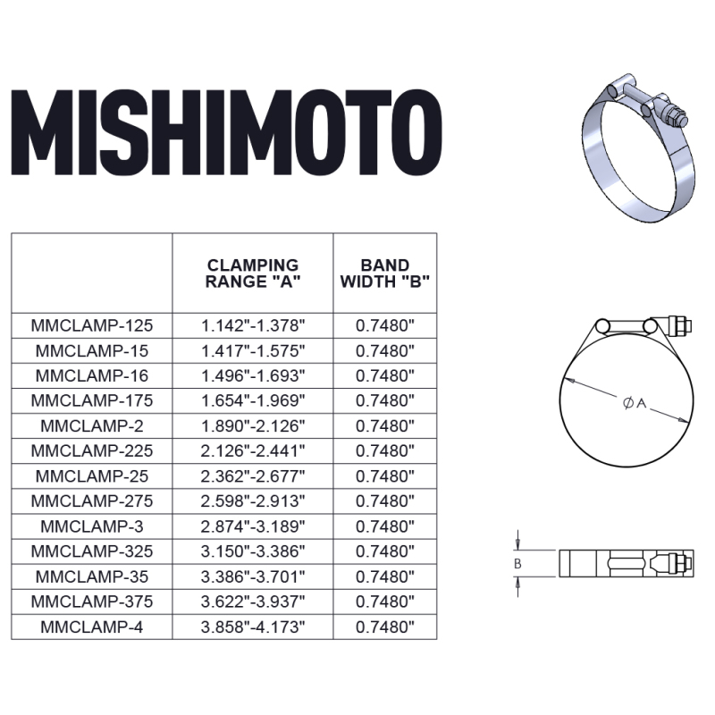 Mishimoto 2.25 Inch Stainless Steel T-Bolt Clamps - Image 10