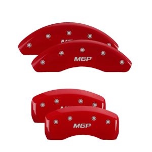 MGP 4 Caliper Covers Engraved Front & Rear Red Power Coat Finish Silver Characters-Honda Accord