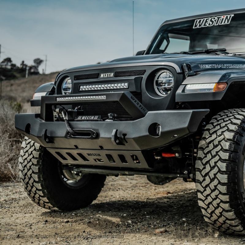 Westin 18-20 Jeep Wrangler WJ2 Full Width Front Bumper w/LED Light Bar Mount Textured Black - Image 8