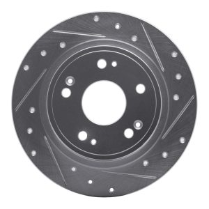 R1 05-17 Honda Accord Rear Right Drilled & Slotted Silver Brake Rotor