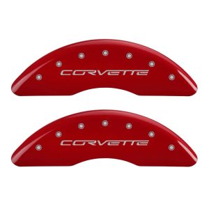 MGP 4 Caliper Covers Engraved Front & Rear C6/Corvette Red finish silver ch