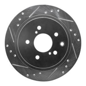 R1 89-96 Nissan 300ZX Turbo Rear Left Drilled & Slotted Silver Brake Rotor