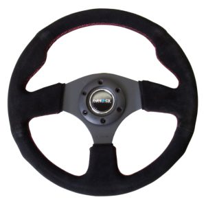 NRG Reinforced Steering Wheel (320mm) Suede w/Red Stitch