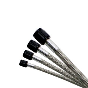 Nitrous Express 8AN 12in Stainless Steel Braided Hose (Black Ends)