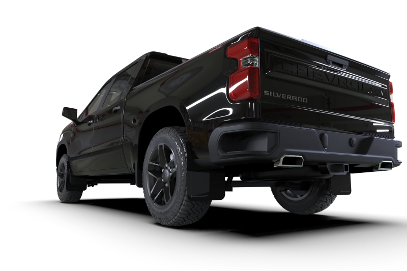 Rally Armor 19-26 Gen 4 Chevy Silverado 1500 Black UR Mud Flap White Logo - Image 3
