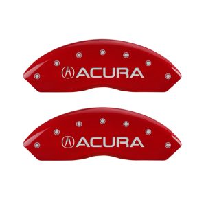MGP 4 Caliper Covers Engraved Front & Rear Acura Red finish silver ch