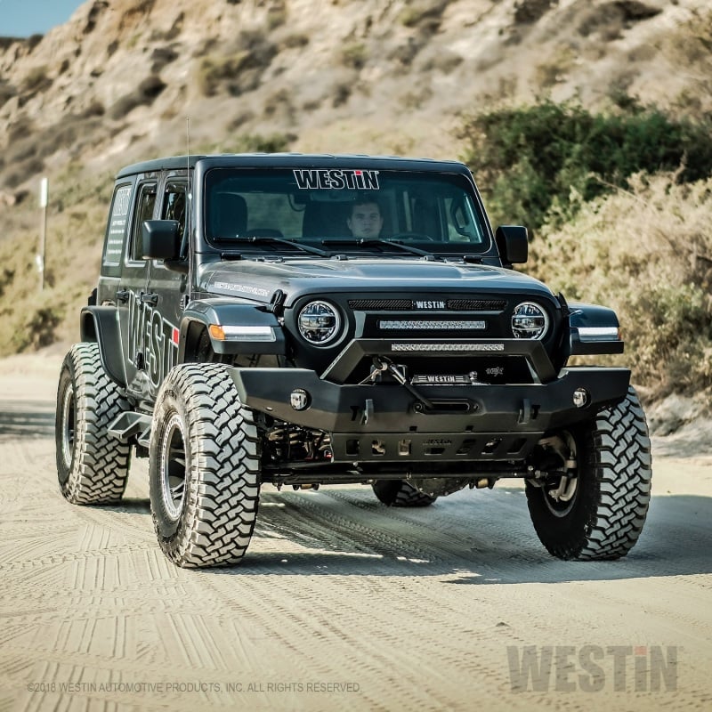 Westin 18-20 Jeep Wrangler WJ2 Full Width Front Bumper w/LED Light Bar Mount Textured Black - Image 10