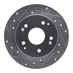 R1 97-01 Acura Integra Rear Left Drilled & Slotted Silver Brake Rotor